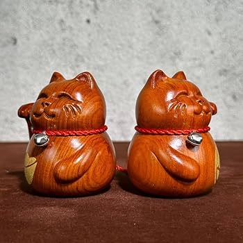 招福 招き猫 ペア 繁盛 アイテム 風水 招財 木彫り 招福 招き猫 ペア 繁盛 アイテム 風水 招財 木彫り